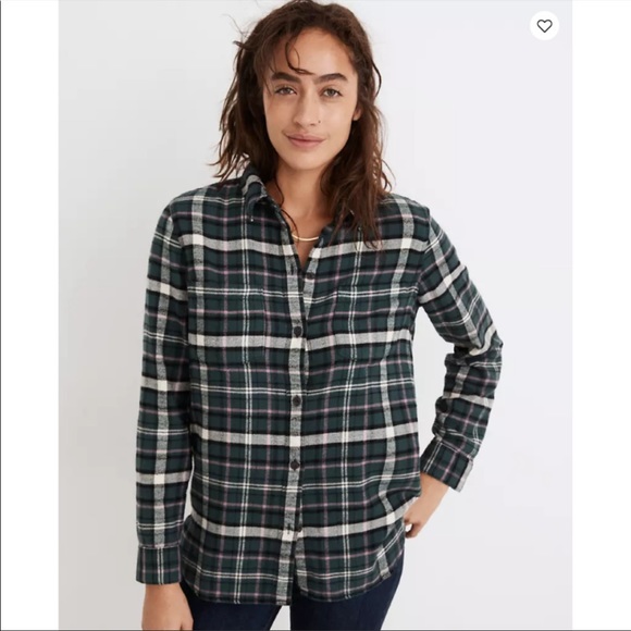 Madewell Classic Ex-Boyfriend Baywood Plaid Flannel Button Down Shirt XS - Picture 1 of 4